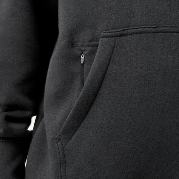 Brooks Reset Hoodie -hupparin kengurutasku ja sen sisällä oleva pieni vetoketjullinen tasku.
