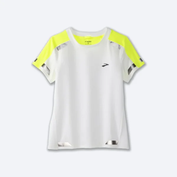 Brooks Women's Run Visible Short Sleeve -naisten heijastava juoksupaita hämärään ja pimeään juoksemiseen.